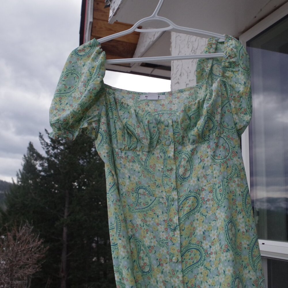 Cute Off Shoulder Or On Pasley Green Dress